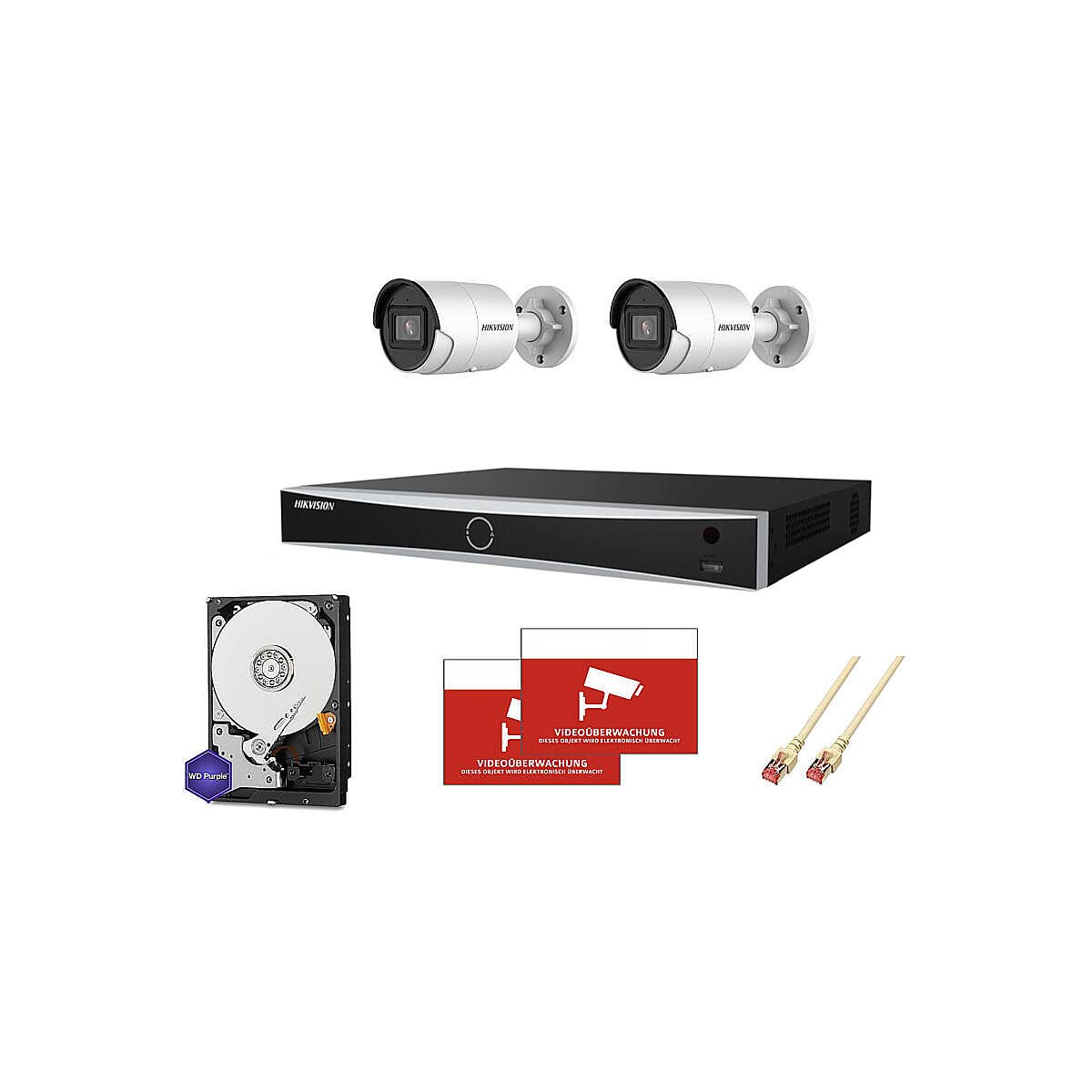 HIKVision Set AcuSense 2x Bullet 4MP PoE +8CH NVR