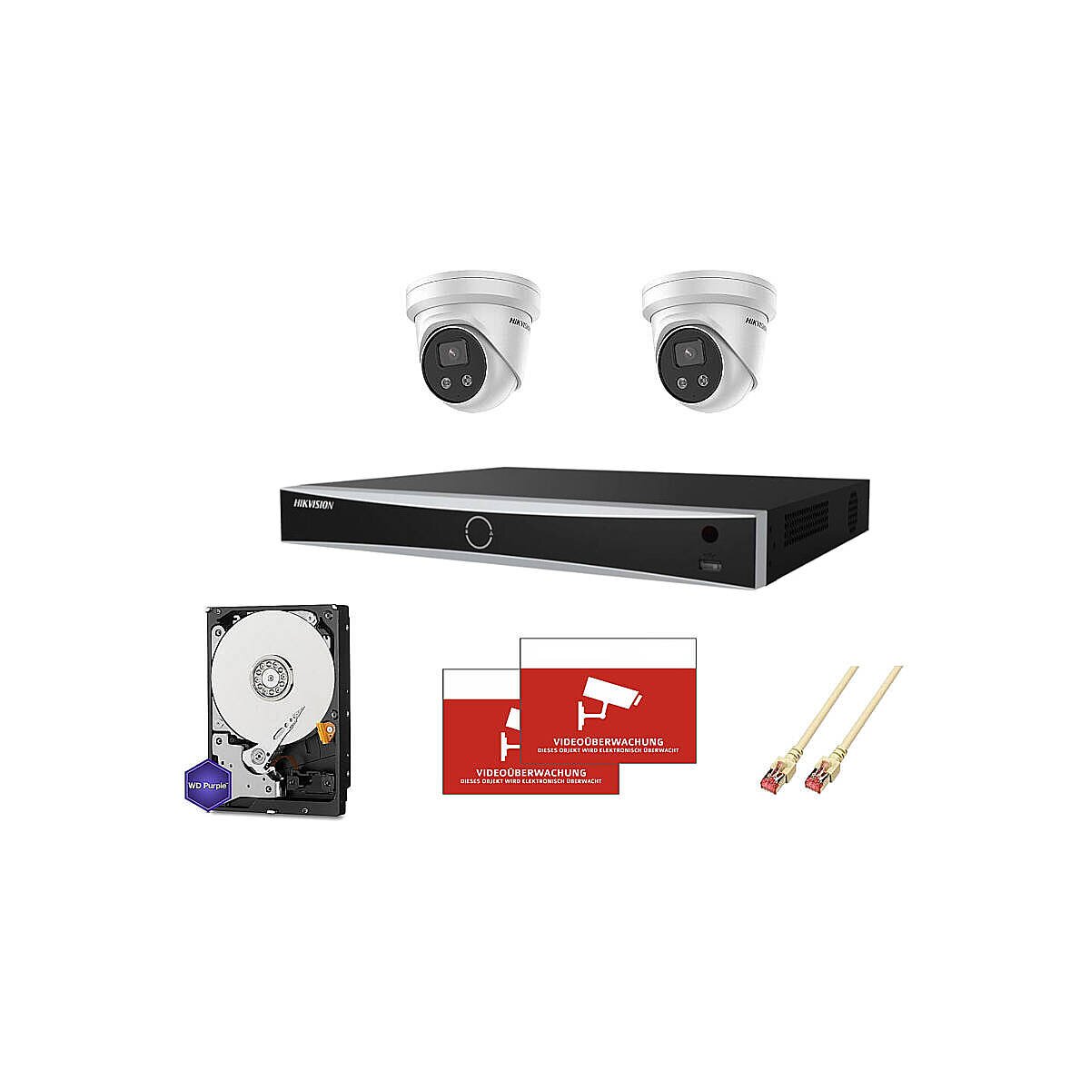 HIKVision Set AcuSense 2x Dome 4MPx PoE + 8-CH NVR