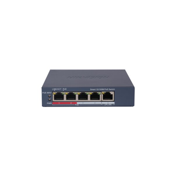 Hikvision DS-3E1105P-EI(O-STD)V2 Ethernet Switch, smart managed 4x PoE RJ45, 1x RJ45 Uplink, PoE 60W, 48VDC