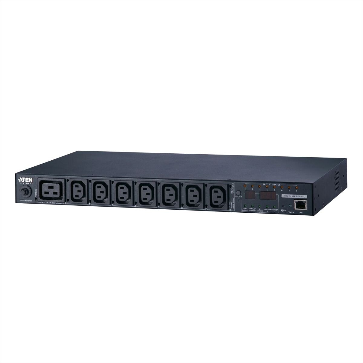 ATEN PE6208G IP-Fernschaltsteckdose, 8 Port, 1HE, 7x C13, 1x