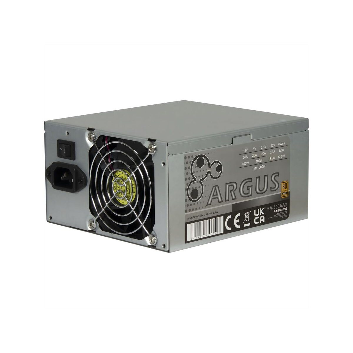 600W ATX Netzteil mit 80mm Lüfter, Kompaktlösung f