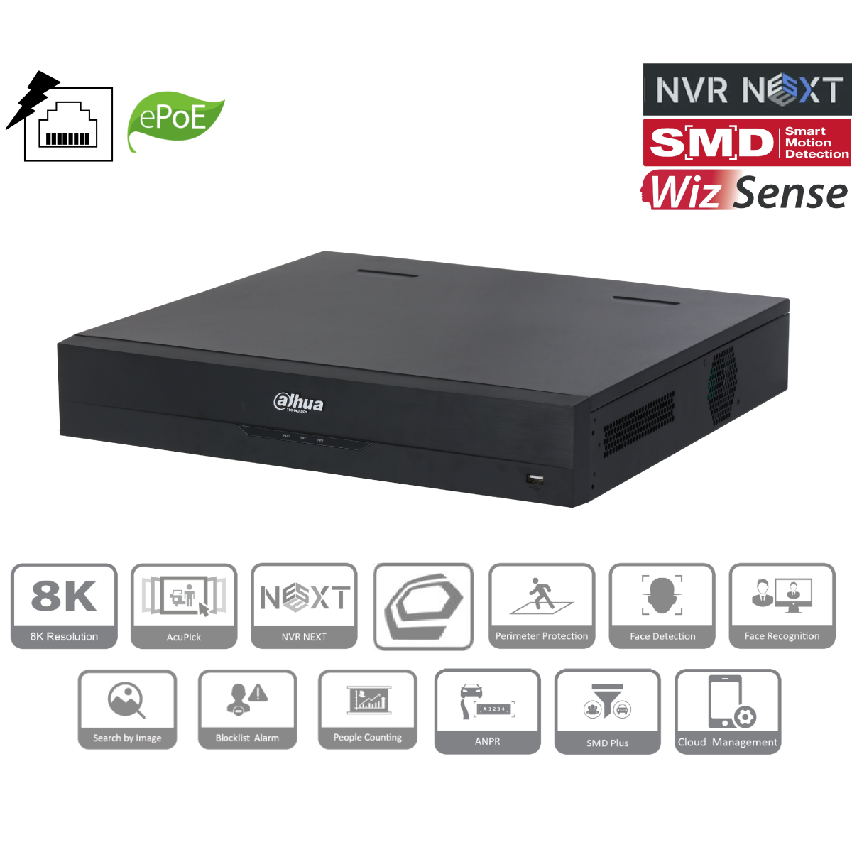 Dahua - NVR5416-16HP-EI2 - NVR - 16 Kanal - 16 PoE