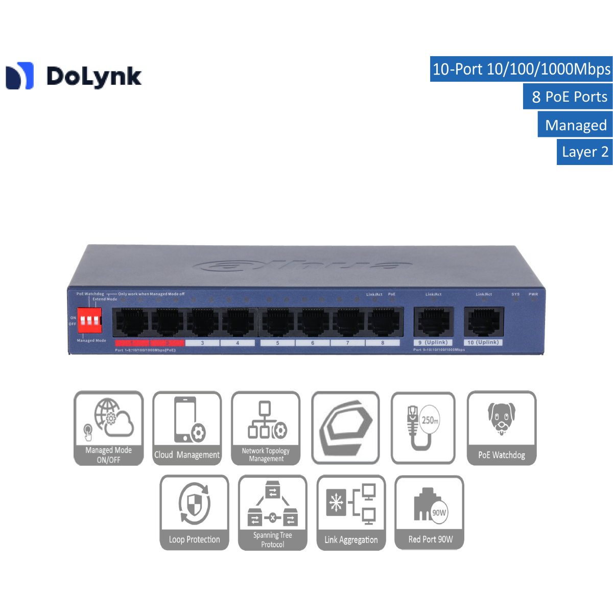 Dahua - CS4010-8GT-110-V2 - Switch - 8 P box