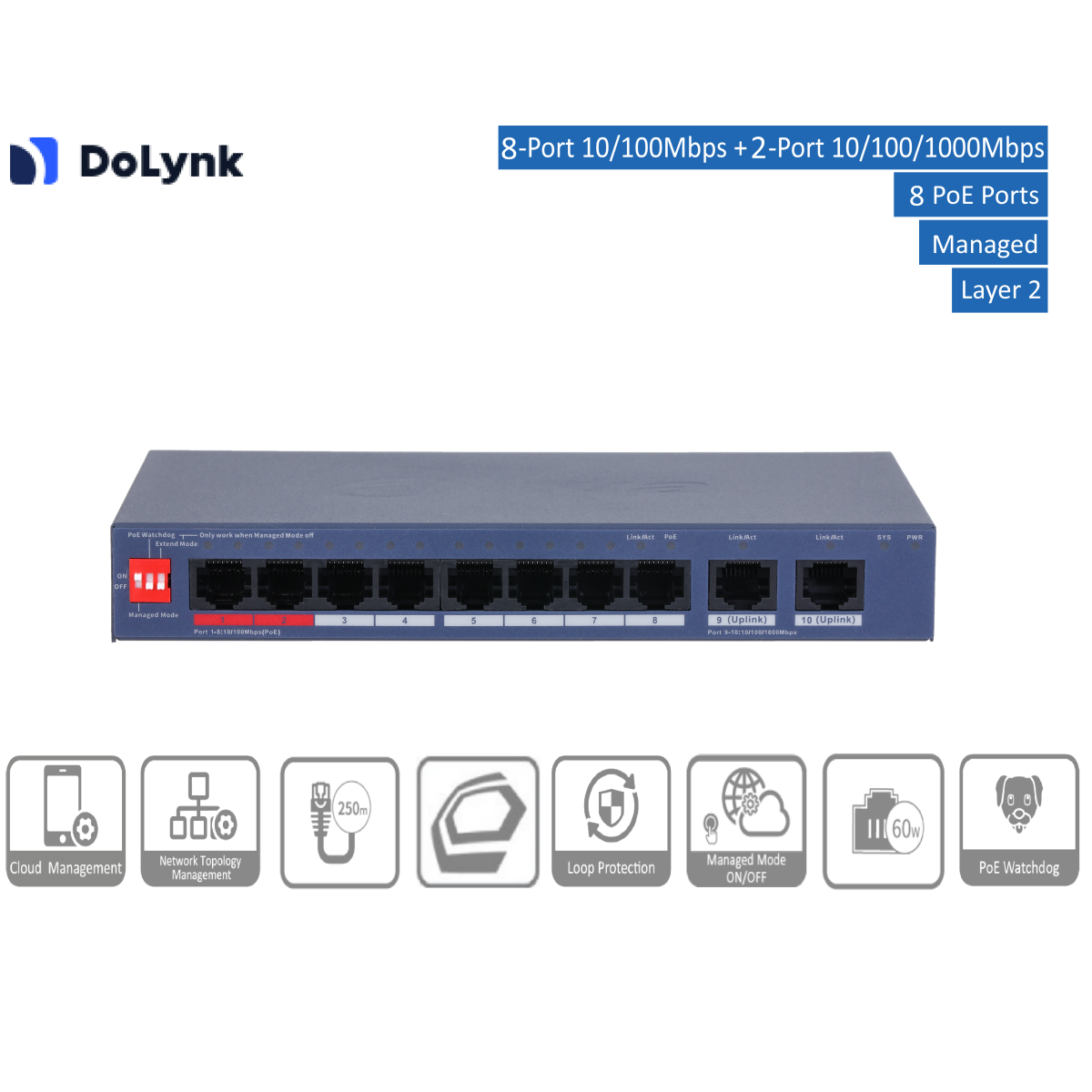 Dahua - CS4010-8ET2GT-110 - Switch - 8 P box